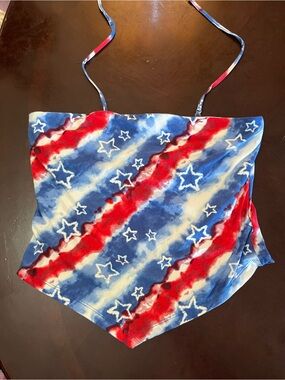 No Boundaries Red, White & Blue Star Tie-Dye Cami